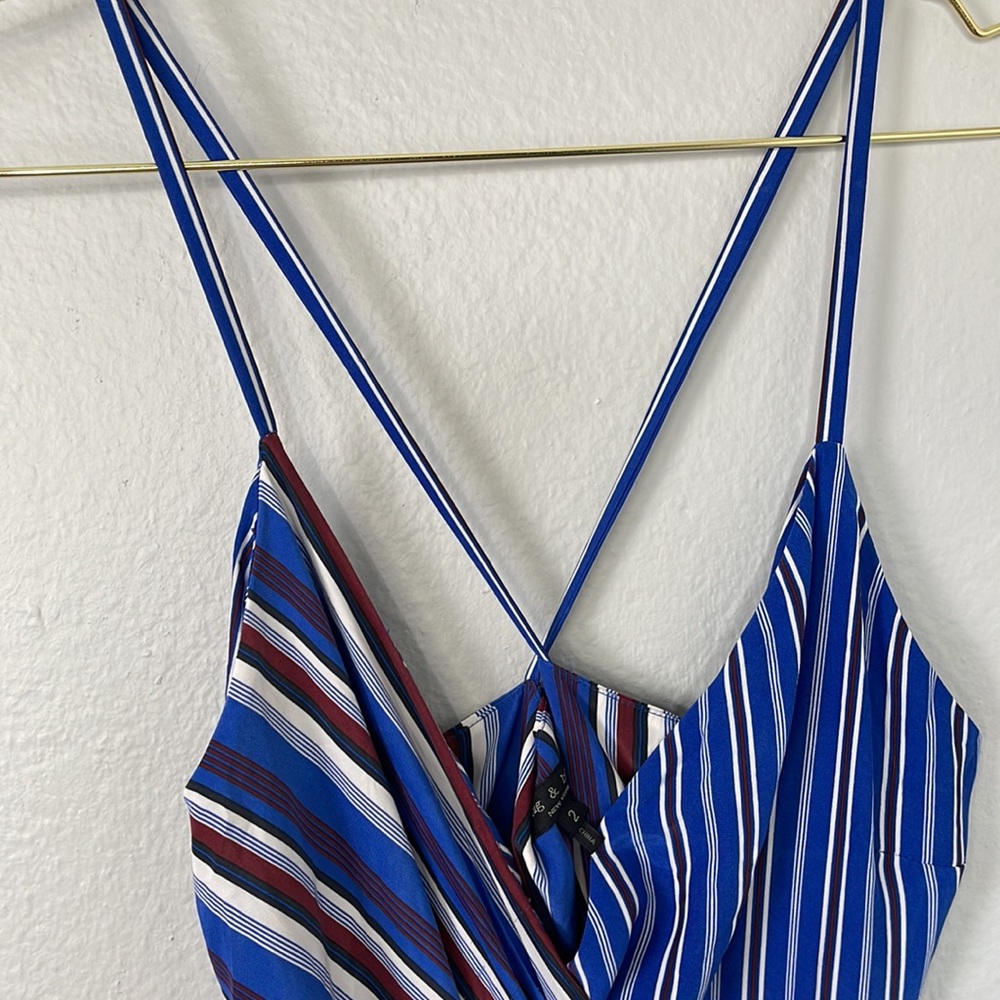 Rag & Bone 100% Silk Red, White, and Blue Striped Felix Wrap Jumpsuit - Picture 7 of 16